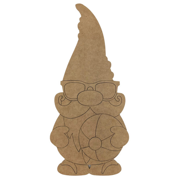 Summer Beach Gnome, Gnome with Beach Ball & Sunshades, Summer Craft Shape, Unfinished Craft Shape