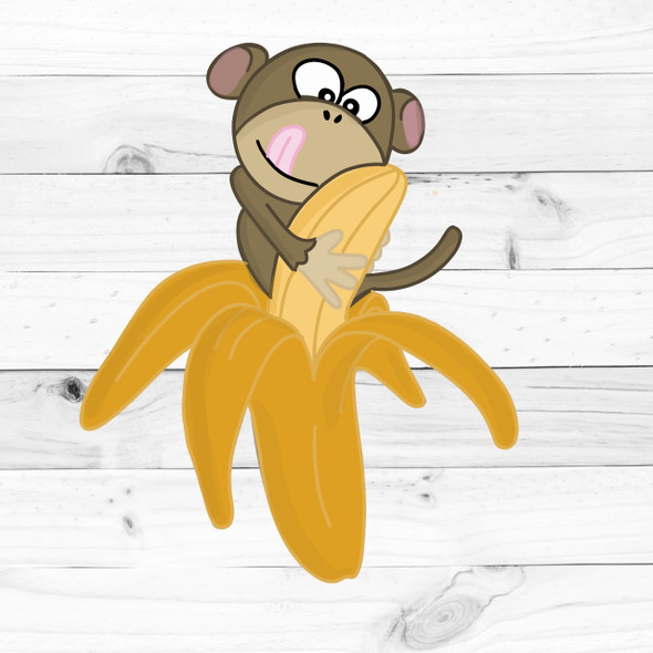 Monkey Eating Banana, Kids Craft Shape, Unfinished Craft Shape