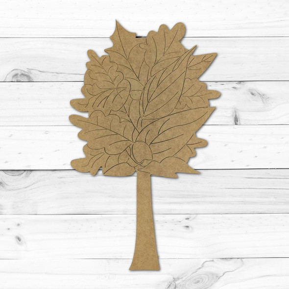 Fall Leaf Tree, Paint by Line,  Fall Shape, Unfinished Craft Shape
