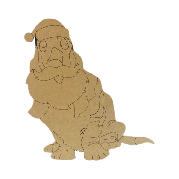 Christmas Basset Hound, Santa Hat Dog, Paint by Line, Christmas  Shape, Unfinished Craft Shape