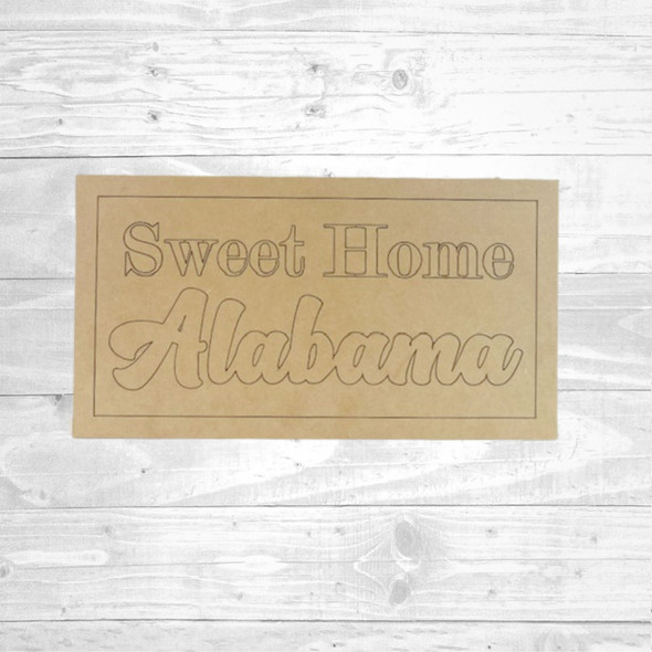 Sweet Home Alabama, Paint by Line,  Unfinished Craft Shape