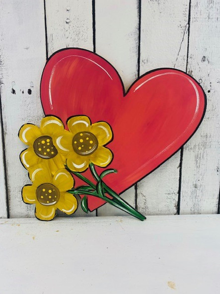 Heart with Flowers, DIY Craft Art, Unfinished Craft