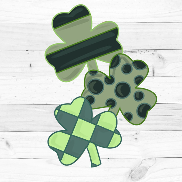 Cluster of Clovers with Designs, Paint By Line MDF Wooden Craft, Unfinished Craft, DIY Craft Art, Unfinished Craft
