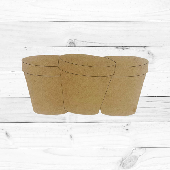 Grouped Flower Pots, Paint By Line MDF Wooden Craft, Unfinished Craft, DIY Craft Art, Unfinished Craft