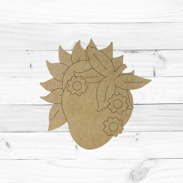 Strawberry Sunflower Paint By Line MDF Wooden Craft, Unfinished Craft, DIY Craft Art, Unfinished Craft