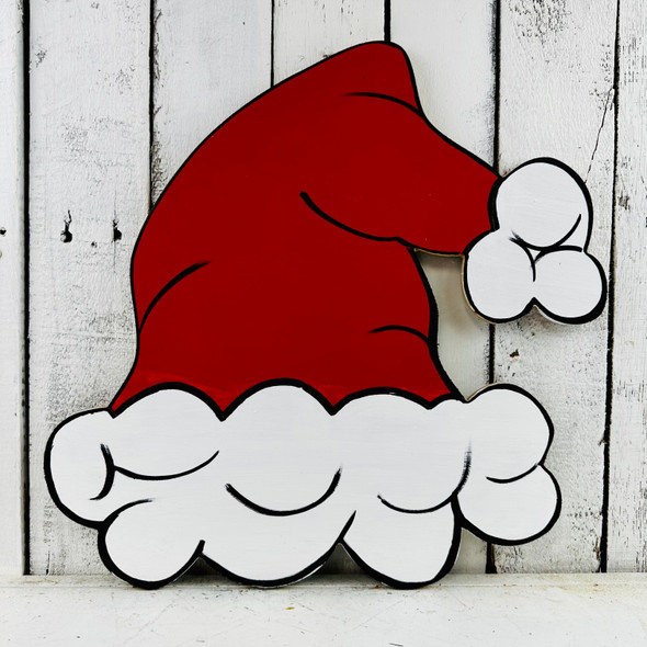 Santa Hat, Christmas Shape, Unfinished Wood Cutout, Paint by Line