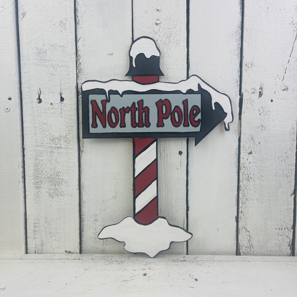 North Pole Sign, Unfinished Cutout, Wooden Shape, Paintable Wooden MDF