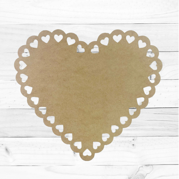 Unfinished Scalloped Heart with Heart Border