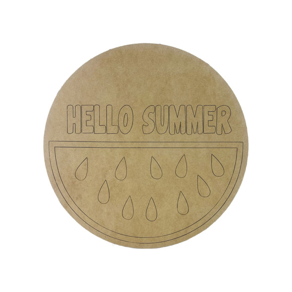 Unfinished Watermelon "Hello Summer" Door Hanger