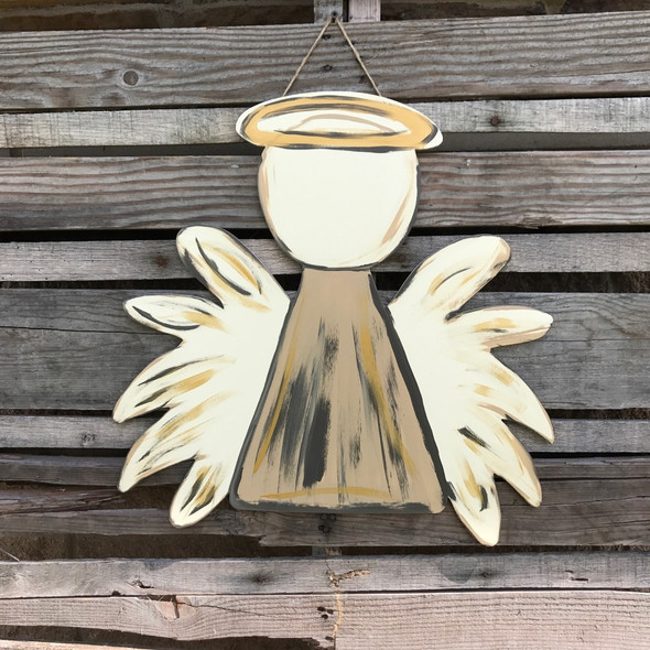 Angel w/ Halo Unfinished Cutout, Wooden Shape, Paintable Wooden MDF