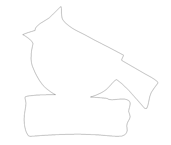 Cardinal on Log Unfinished Cutout, Wooden Shape, Paintable Wooden MDF