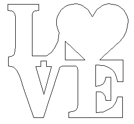 Love With Heart Sign Unfinished Wooden Cutout Craft