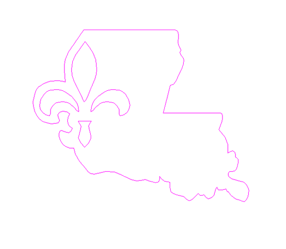 Louisiana with Fleur de Lis Cutout, Unfinished Cutout, Wooden Shape, Paintable Wooden MDF