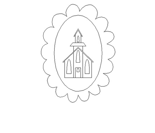 Scallop Framed Church, Cottagecore Shape Unfinished Wood Cutout, Paint By Line