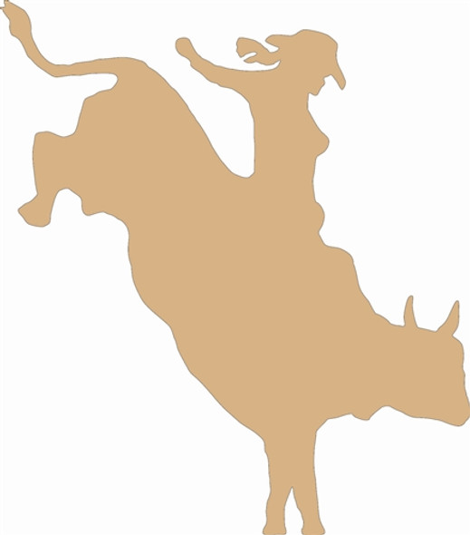 Bull With Cowgirl Unfinished Cutout, Wooden Shape, Paintable Wooden