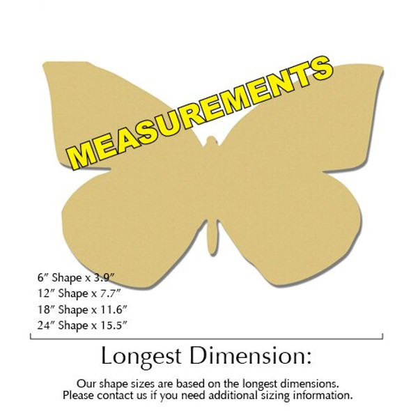 California Dogface Butterfly Unfinished Cutout measurements