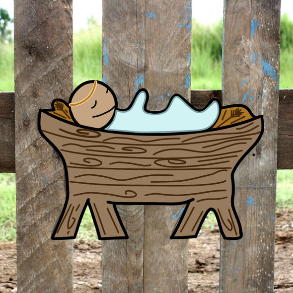 Nativity Jesus Unfinished Cutout, Wooden Shape, MDF DIY Craft