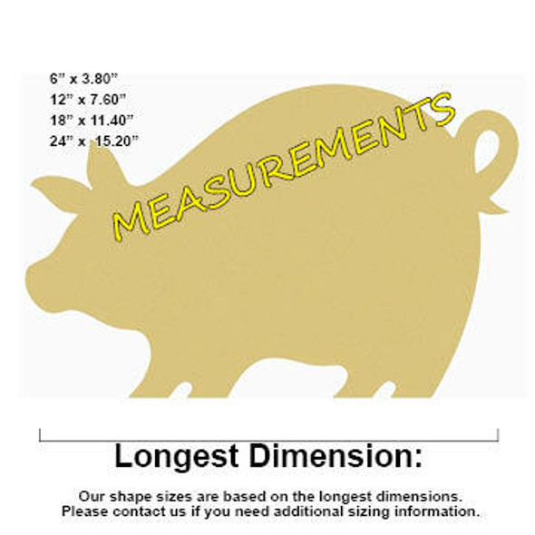 Pigglet Unfinished Cutout measurements