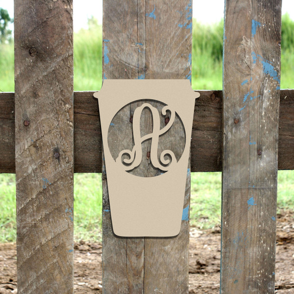 Monogram Wooden Letter Travel Coffee Mug, DIY Unfinished Crafts
