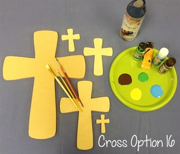 Cross 16 Unfinished Wooden Paintable Wall Hanging Stackable