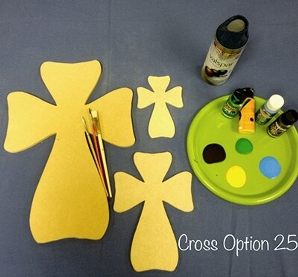 Cross 25 Unfinished Wooden Paintable Wall Hanging Stackable