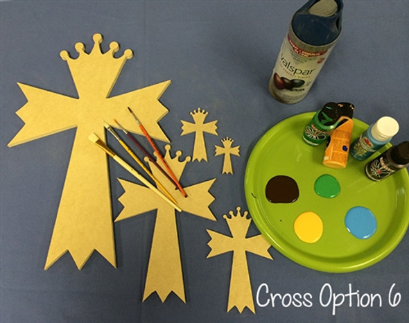 Cross 6 Unfinished Wooden Cross Paint-able Wall Hanging Stackable