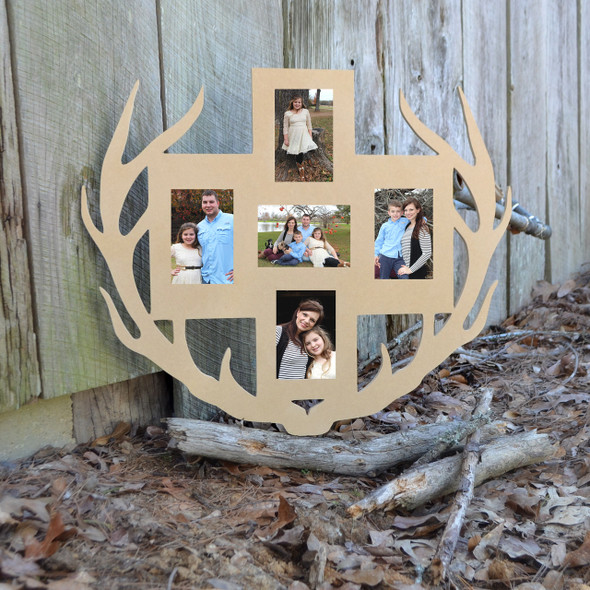 Unfinished Deer Antler Picture Frame Five Photos
