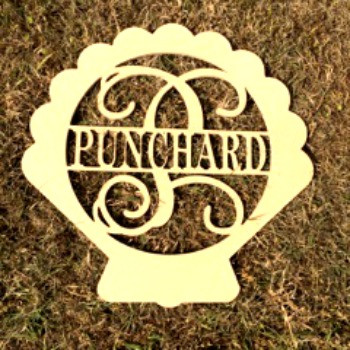 Seashell Frame Family Name, Unfinished Framed Monogram