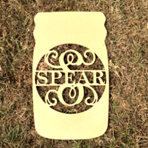 Mason Jar Frame Family Name, Unfinished Framed Monogram