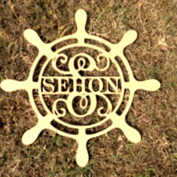 Shipwheel Frame Family Name, Unfinished Framed Monogram