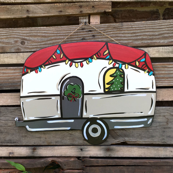 Retro Camper Unfinished Cutout, Wooden Shape,  Paintable MDF DIY Craft