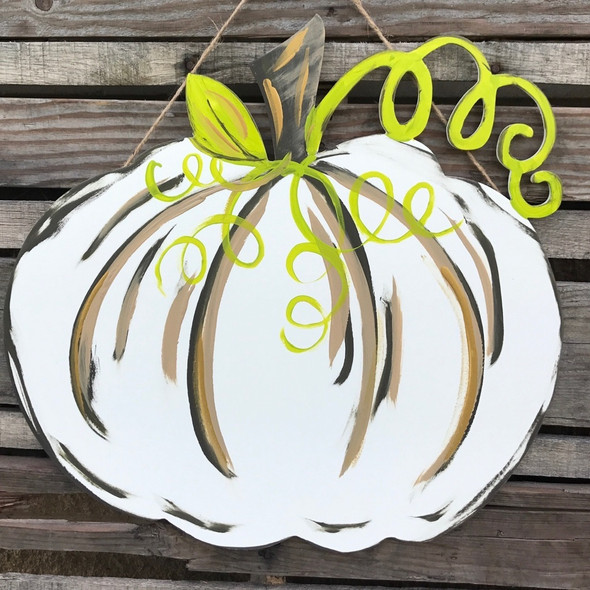 Curly Stem Pumpkin with vine Unfinished Cutout, Wooden Shape, Paintable Wood