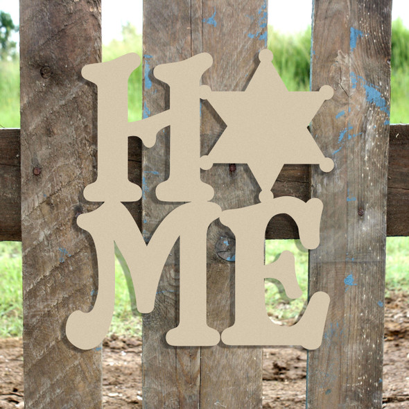 Home Sherriff Star Badge Sign Wall Art Wooden DIY Craft MDF