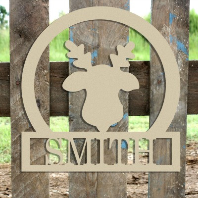 Rudolph Frame Family Welcome Sign, Unfinished Framed Monogram