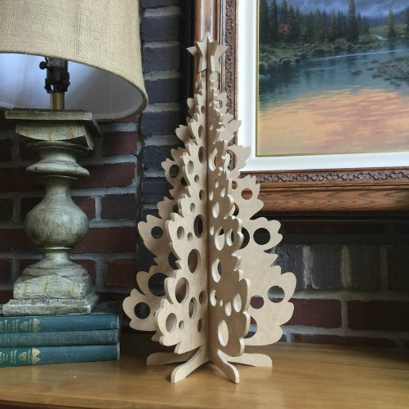 Free Standing Table Top Christmas Tree with holes (MDF) 21.5" tall , Unfinished