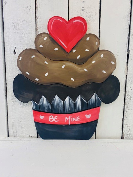 Valentine Cupcake Unfinished Cutout, Wooden Shape, Paintable MDF DIY
