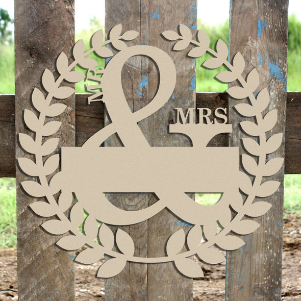 Roman Wreath - Mr & Mrs 2, Unfinished Cutout MDF