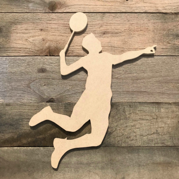 Badminton Man Player Sport Shape Paintable Wood Cutout