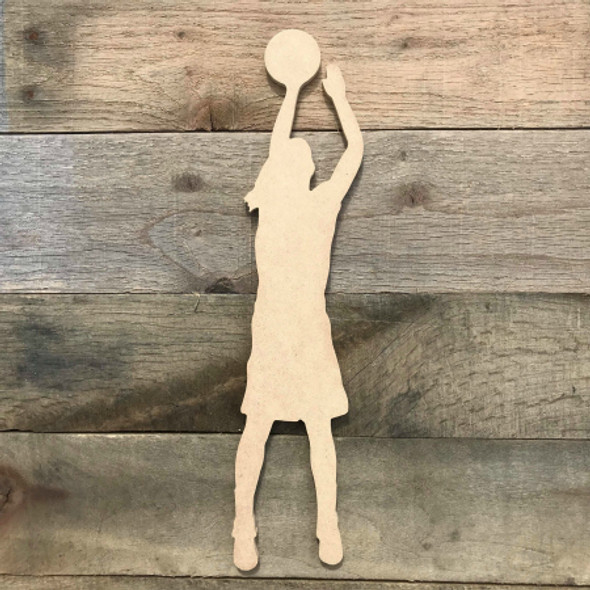 Basketball Shooter Woman Unfinished Wooden Sport Shape Wood