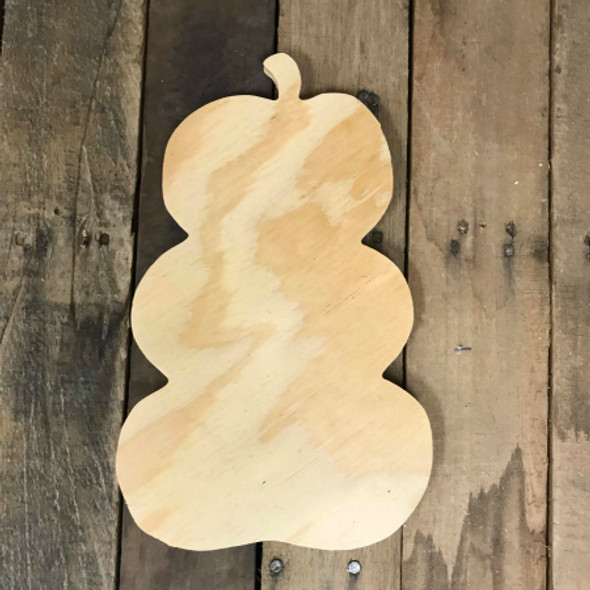 Wooden Pine Shape, Triple Pumpkin, Unfinished Wooden Cutout