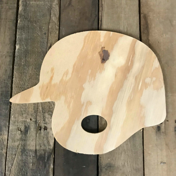 Wooden Pine Shape, Baseball Helmet, Unpainted Wood Cutout Craft