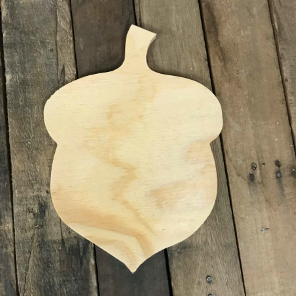 Wood Pine Shape, Acorn, Unpainted Wood Cutout Craft