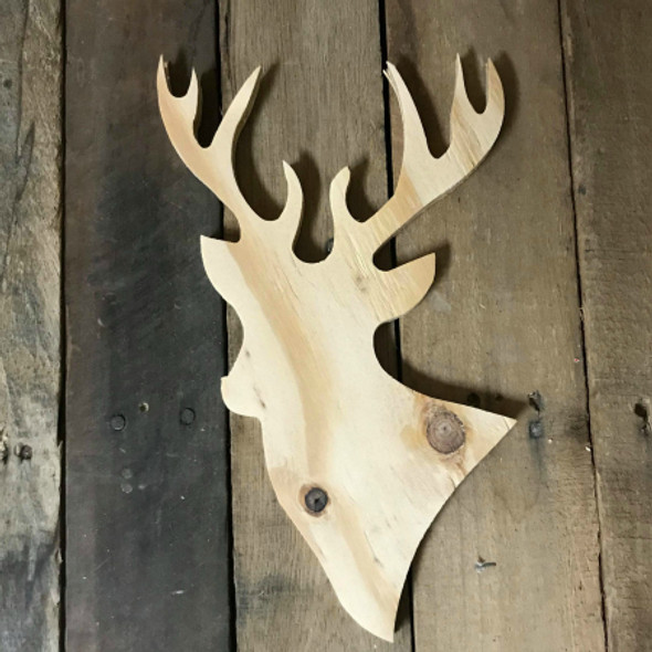 Wood Pine Shape, Deer, Unpainted Wooden Cutout DIY