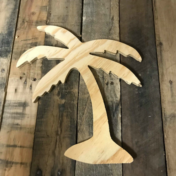 Wood Pine Shape, Palm Tree, Unpainted Wooden Cutout DIY