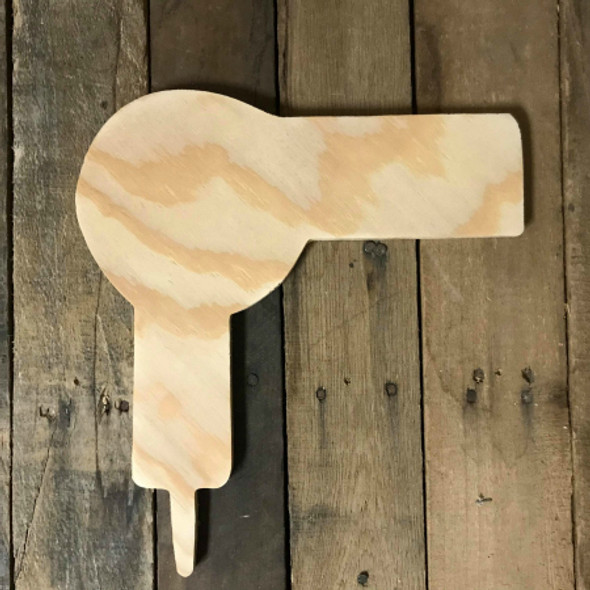 Wood Pine Shape, Blow Dryer, Unpainted Wooden Cutout DIY