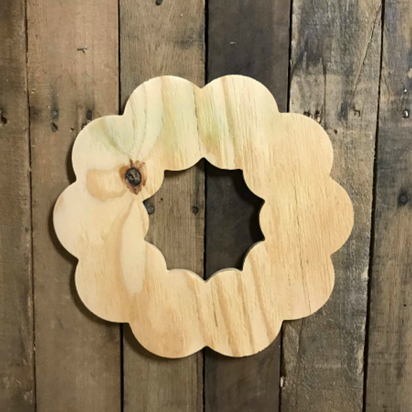 Wood Pine Shape, Wreath, Unpainted Wooden Cutout DIY