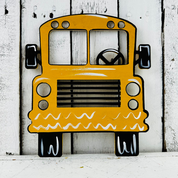 School Bus with Steering Unfinished Wood Shape DIY, Back to School Classroom Shapes Cutout