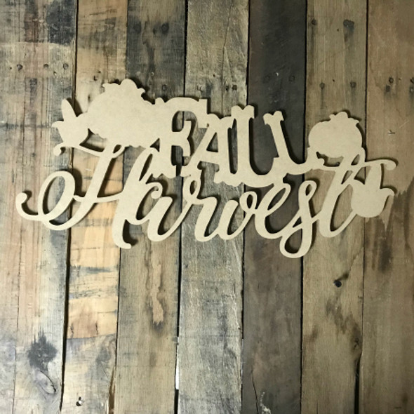 Fall Harvest Word (MDF) Cutout - Unfinished  DIY Craft