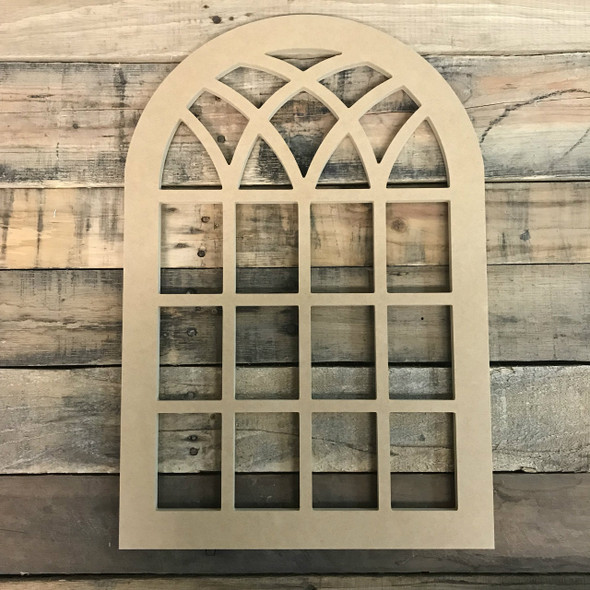 Paint-able Cathedral Arch Window Decor,  Wooden Cutout Craft