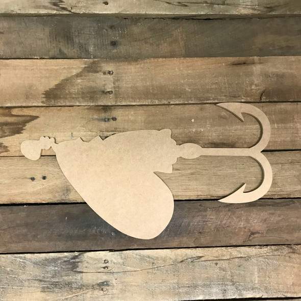 Spoon Fishing Lure Shape, Unfinished Wooden Cutout
